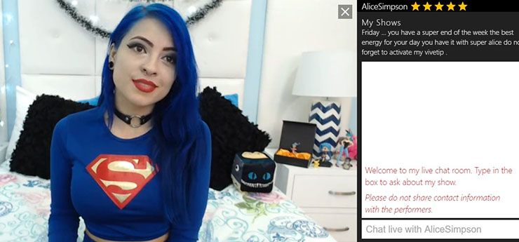 Chat live with models, privately or in a group.